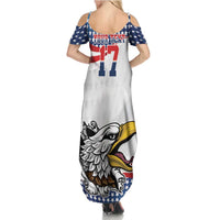Custom United States Soccer Family Matching Summer Maxi Dress and Hawaiian Shirt USA Eagle Mascot Style