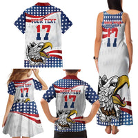 Custom United States Soccer Family Matching Tank Maxi Dress and Hawaiian Shirt USA Eagle Mascot Style