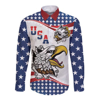 Custom United States Soccer Long Sleeve Button Shirt USA Eagle Mascot Style