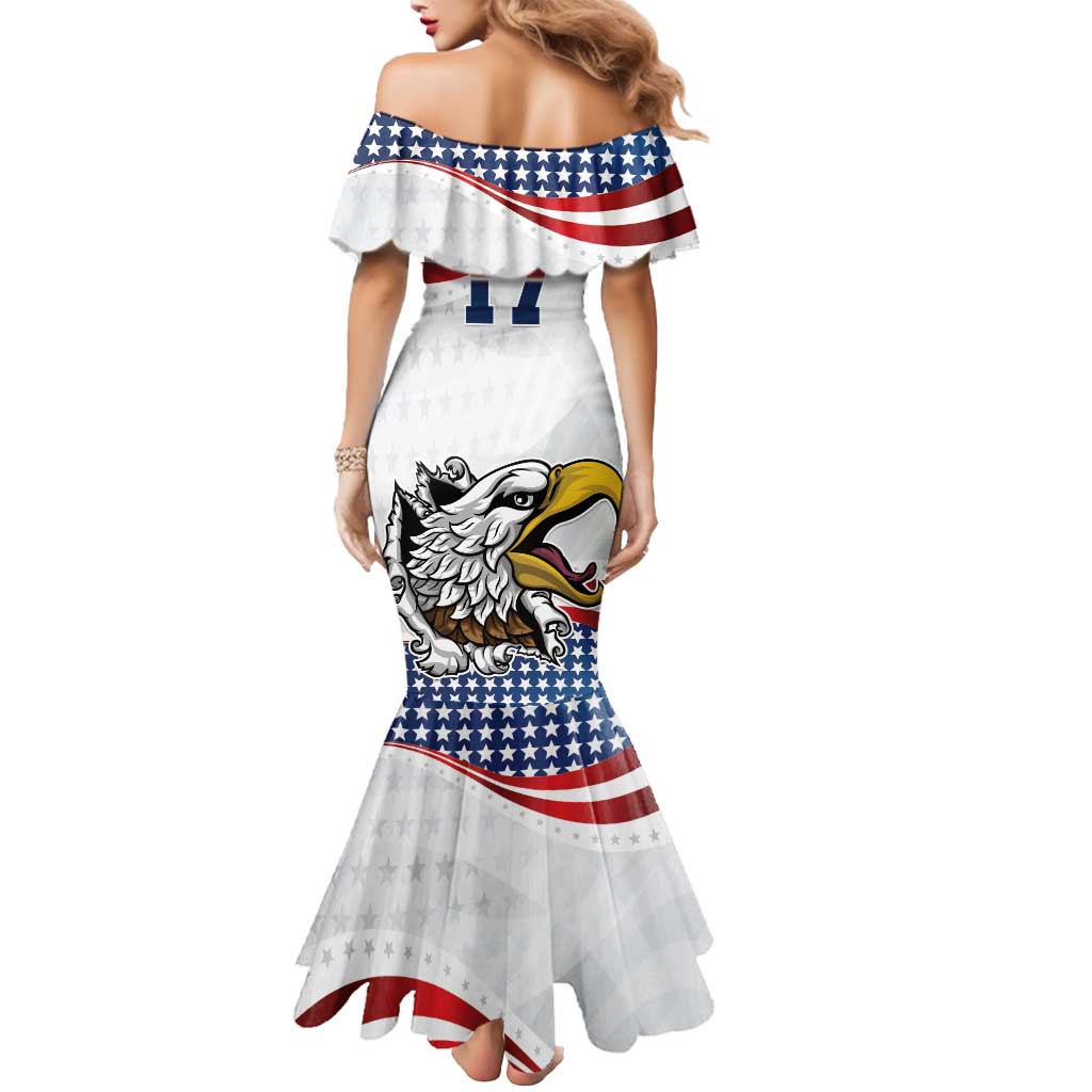 Custom United States Soccer Mermaid Dress USA Eagle Mascot Style