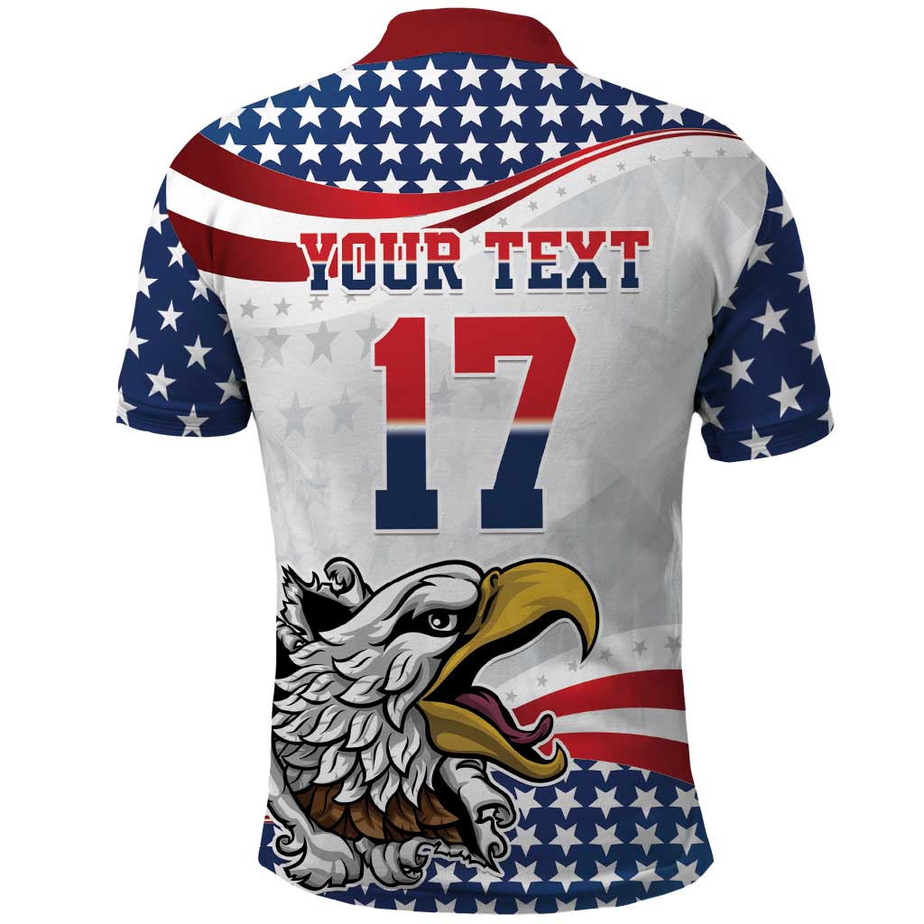 Custom United States Soccer Polo Shirt USA Eagle Mascot Style