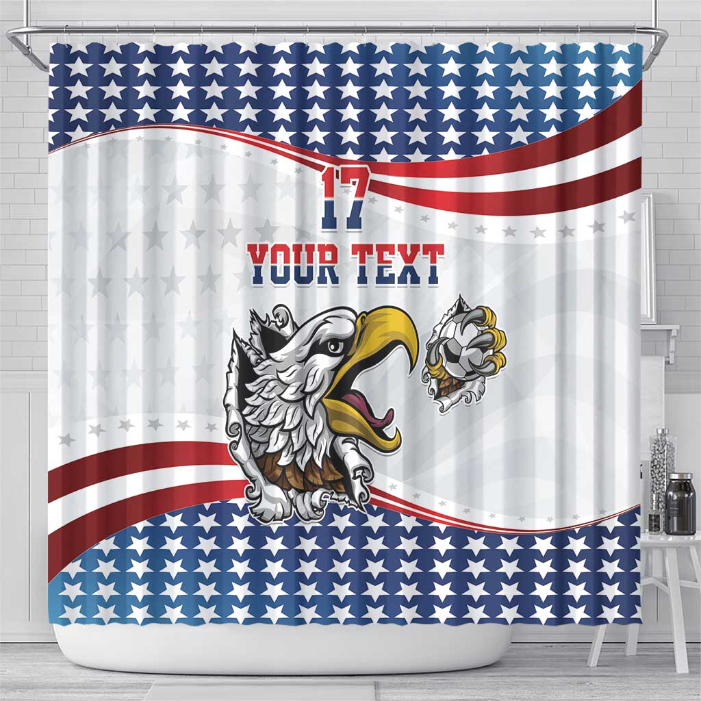 Custom United States Soccer Shower Curtain USA Eagle Mascot Style