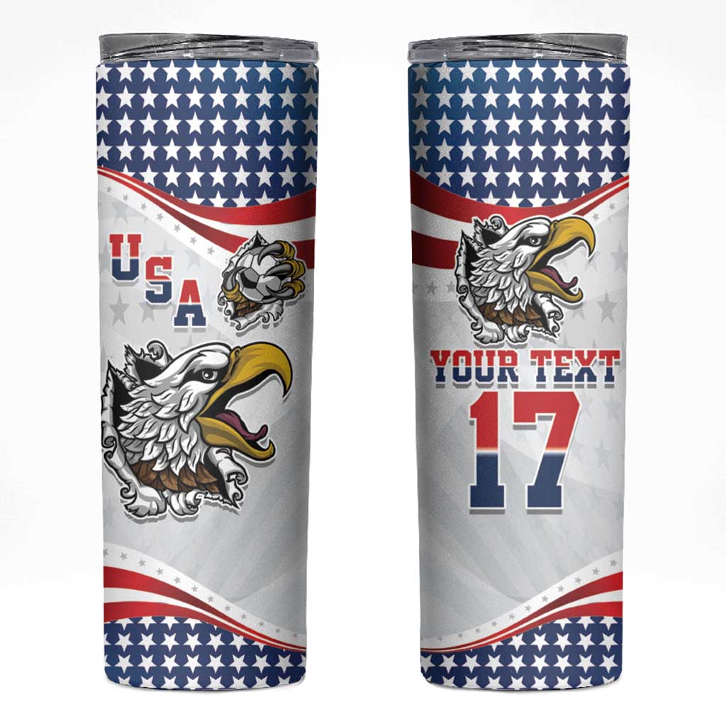 Custom United States Soccer Skinny Tumbler USA Eagle Mascot Style