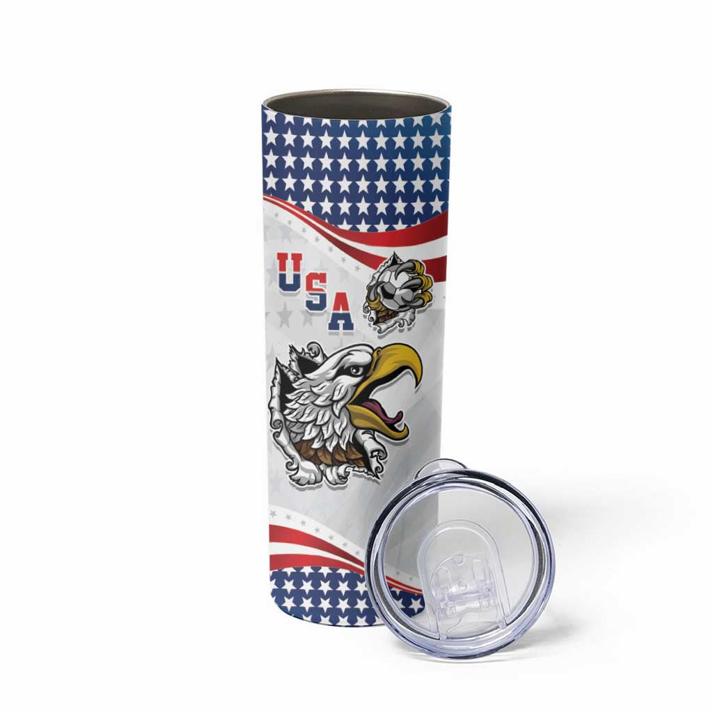 Custom United States Soccer Skinny Tumbler USA Eagle Mascot Style