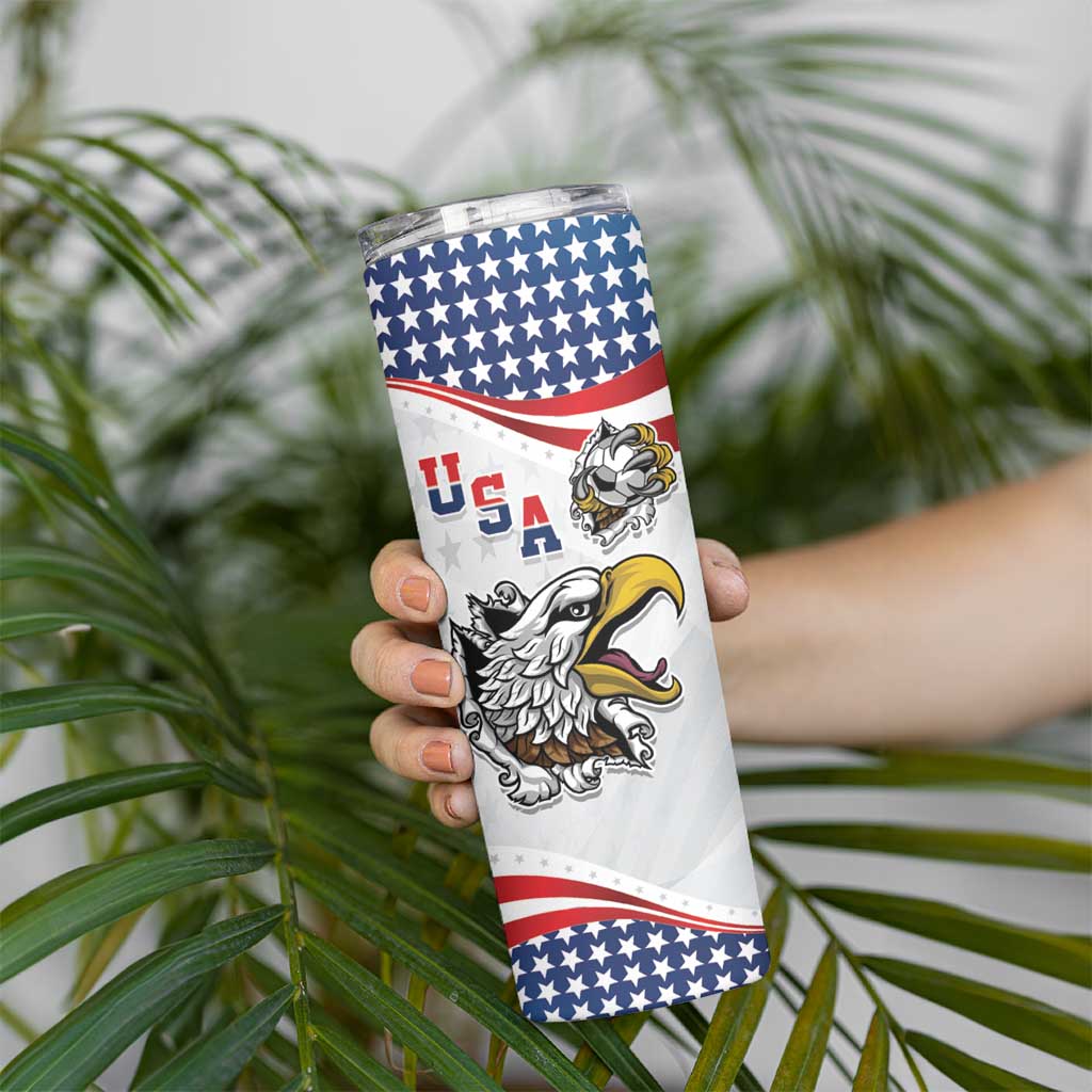 Custom United States Soccer Skinny Tumbler USA Eagle Mascot Style