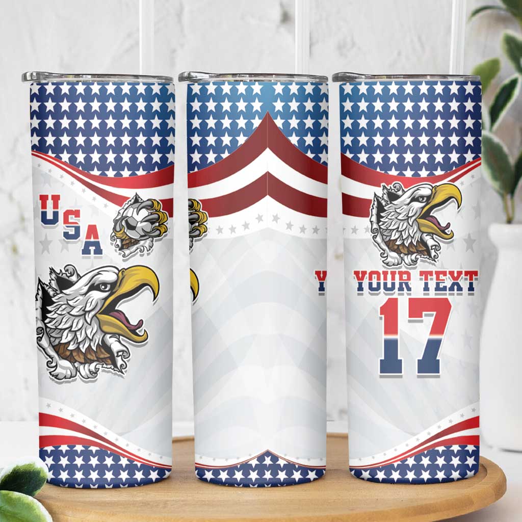 Custom United States Soccer Skinny Tumbler USA Eagle Mascot Style