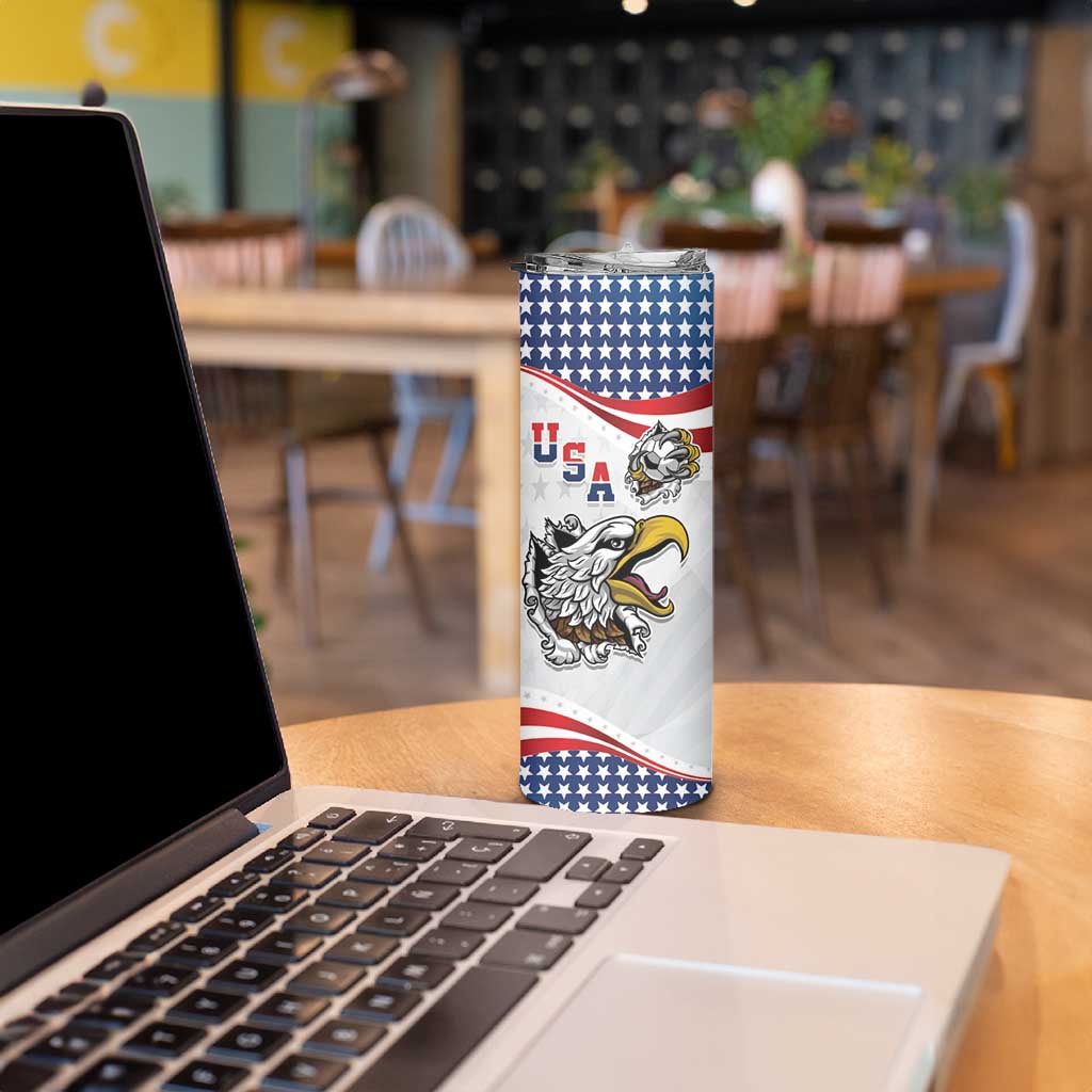 Custom United States Soccer Skinny Tumbler USA Eagle Mascot Style