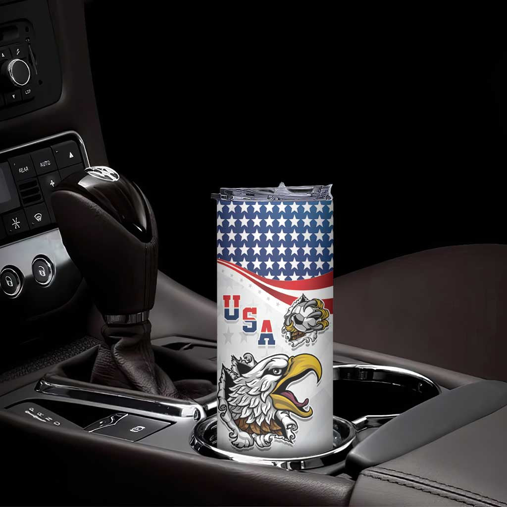 Custom United States Soccer Skinny Tumbler USA Eagle Mascot Style
