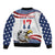 Custom United States Soccer Sleeve Zip Bomber Jacket USA Eagle Mascot Style