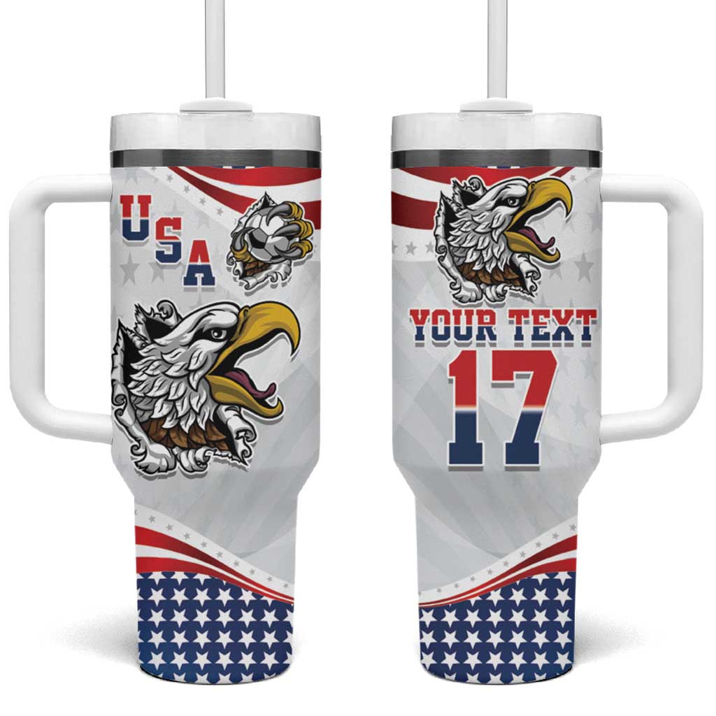 Custom United States Soccer Tumbler With Handle USA Eagle Mascot Style
