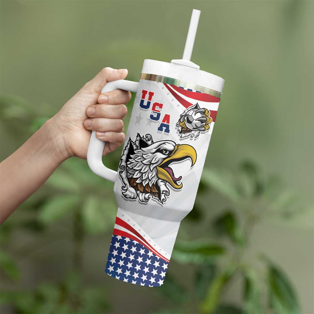 Custom United States Soccer Tumbler With Handle USA Eagle Mascot Style