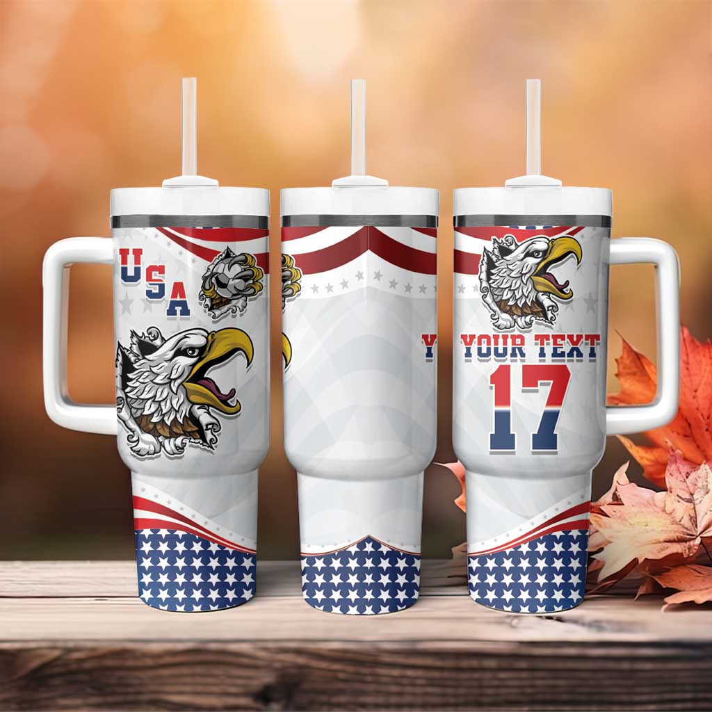 Custom United States Soccer Tumbler With Handle USA Eagle Mascot Style