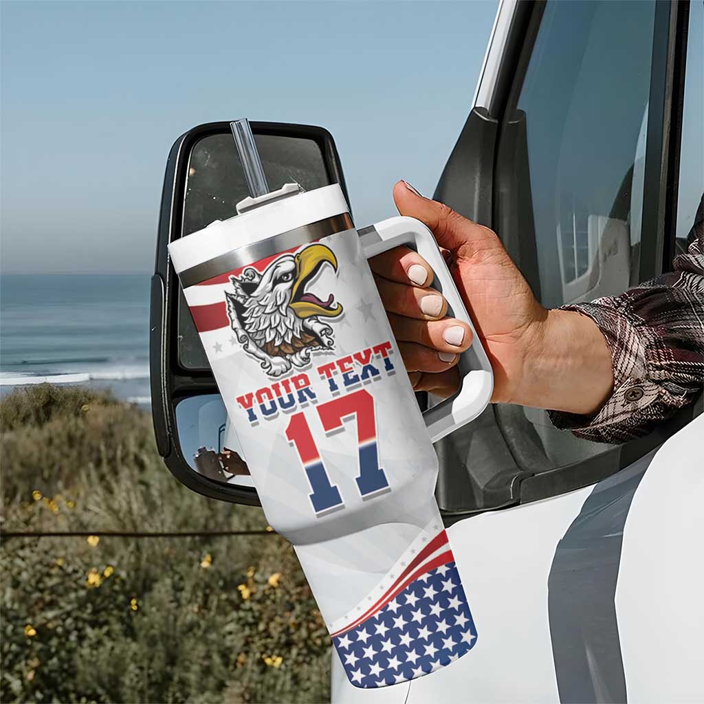 Custom United States Soccer Tumbler With Handle USA Eagle Mascot Style