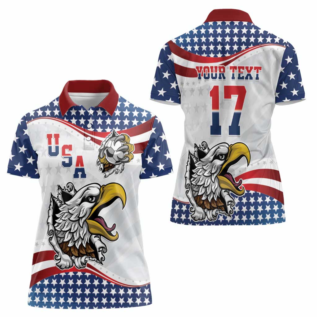 Custom United States Soccer Women Polo Shirt USA Eagle Mascot Style