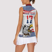 Custom United States Soccer Women Sleeveless Polo Shirt USA Eagle Mascot Style