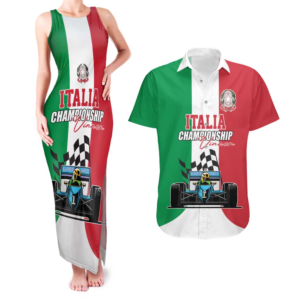 Custom Italy Formula One Couples Matching Tank Maxi Dress and Hawaiian Shirt Motorsport and Il Tricolore F1 World Championship