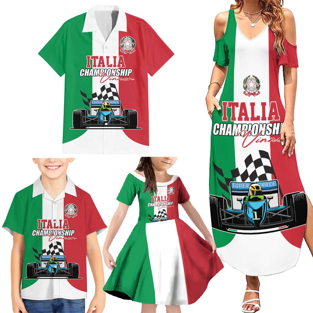 Custom Italy Formula One Family Matching Summer Maxi Dress and Hawaiian Shirt Motorsport and Il Tricolore F1 World Championship