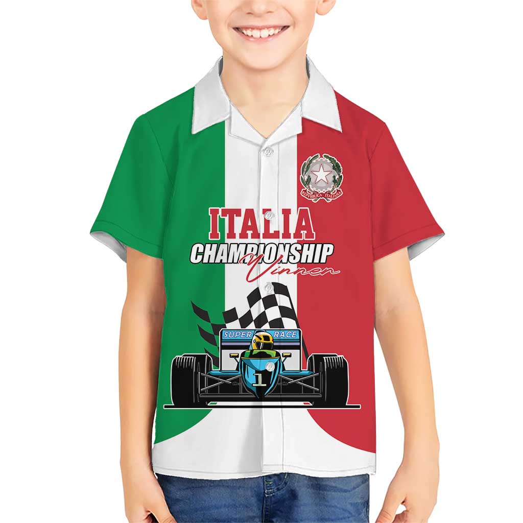 Custom Italy Formula One Kid Hawaiian Shirt Motorsport and Il Tricolore F1 World Championship