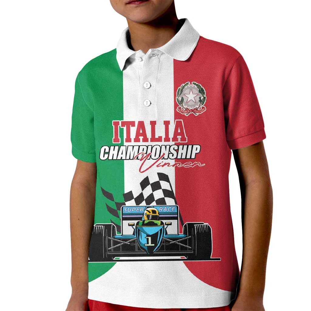 Custom Italy Formula One Kid Polo Shirt Motorsport and Il Tricolore F1 World Championship