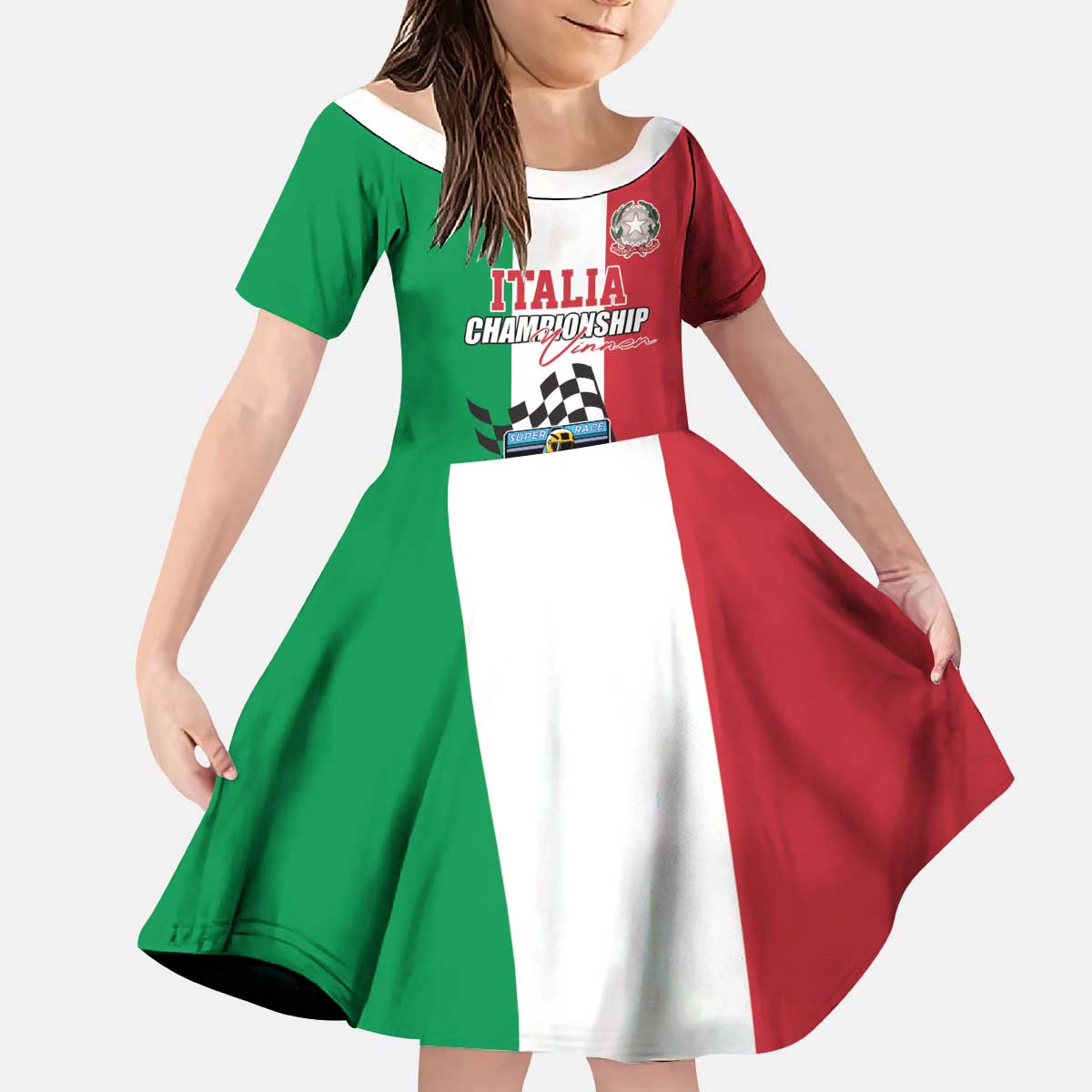 Custom Italy Formula One Kid Short Sleeve Dress Motorsport and Il Tricolore F1 World Championship