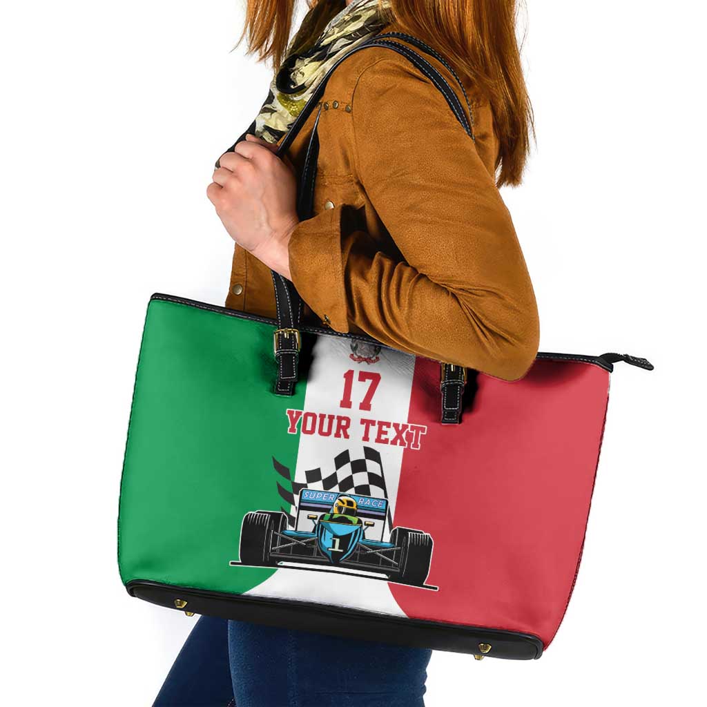 Custom Italy Formula One Leather Tote Bag Motorsport and Il Tricolore F1 World Championship