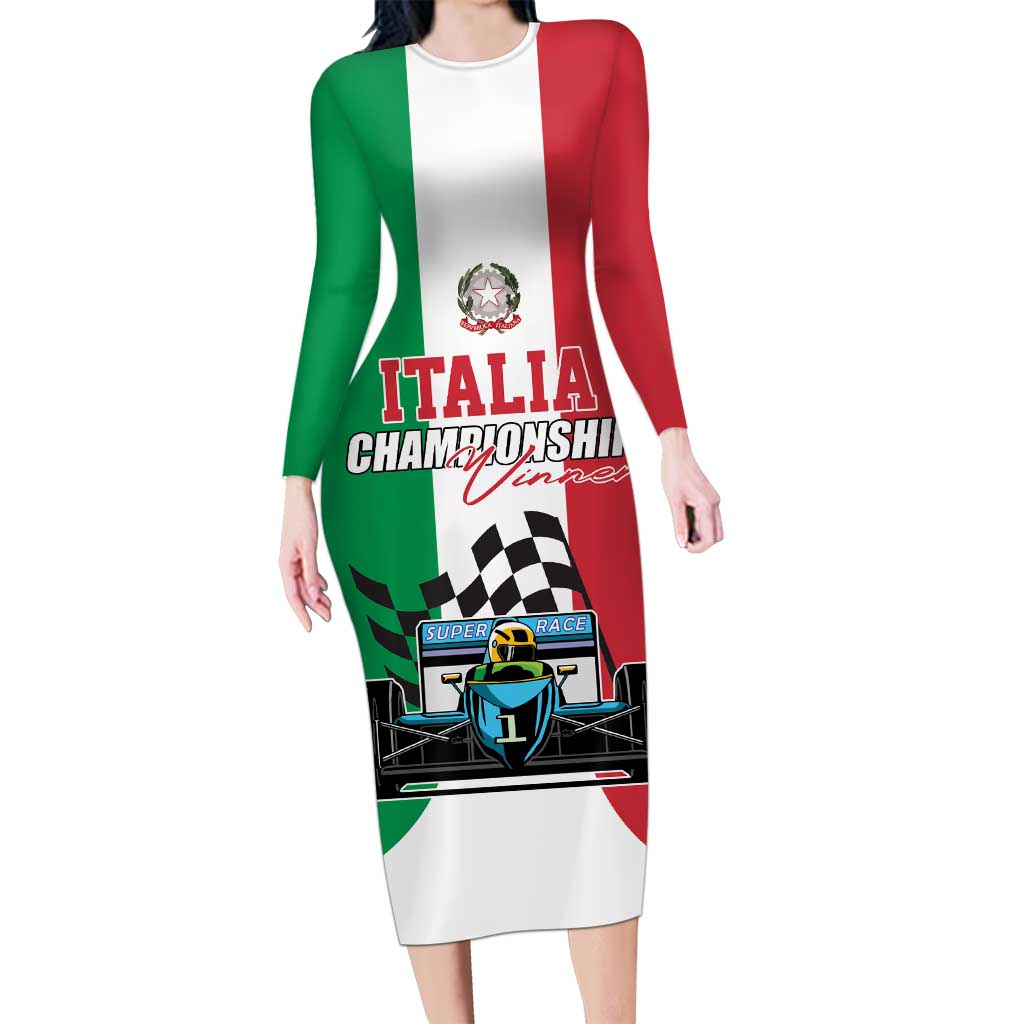 Custom Italy Formula One Long Sleeve Bodycon Dress Motorsport and Il Tricolore F1 World Championship