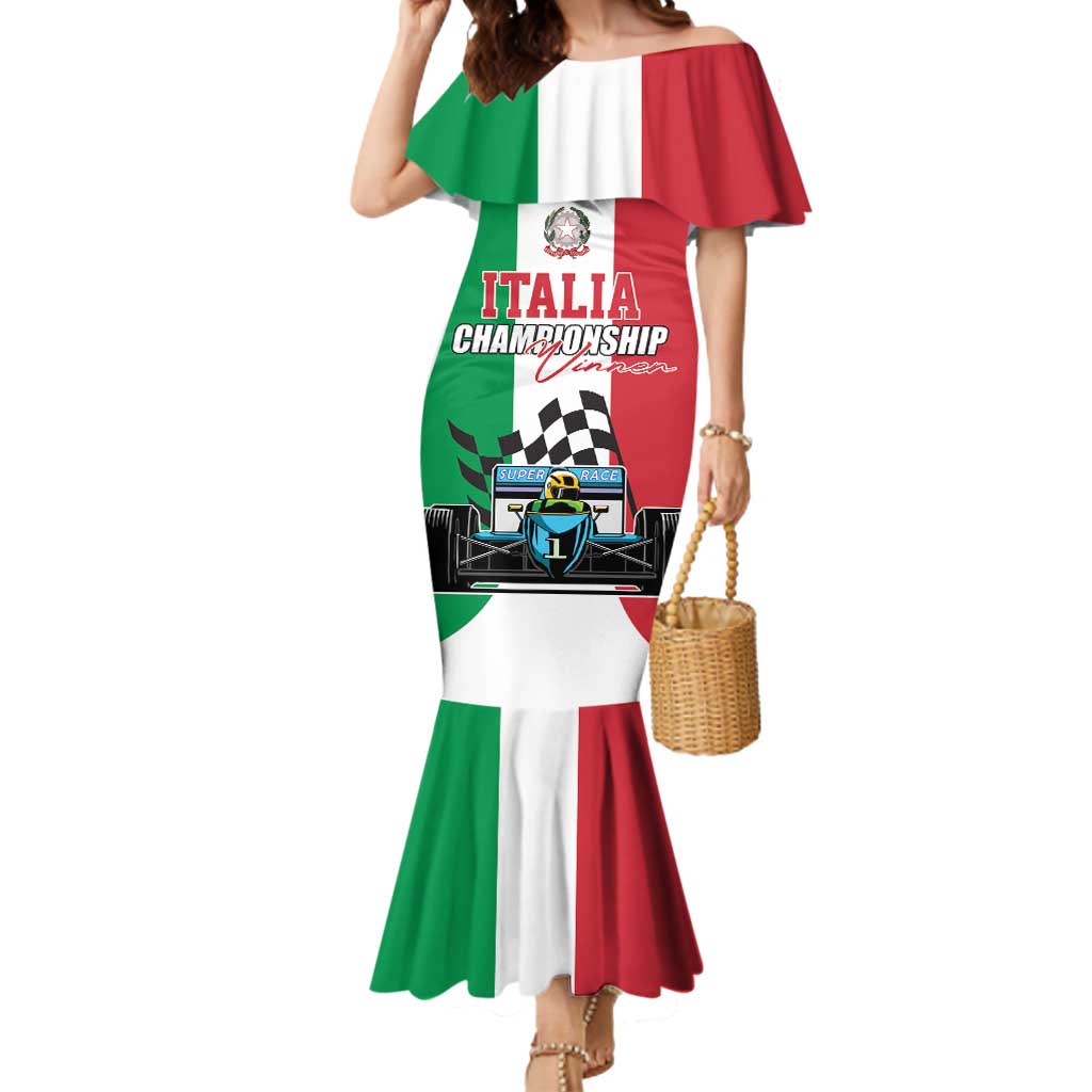 Custom Italy Formula One Mermaid Dress Motorsport and Il Tricolore F1 World Championship