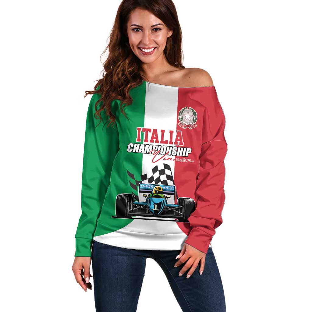 Custom Italy Formula One Off Shoulder Sweater Motorsport and Il Tricolore F1 World Championship