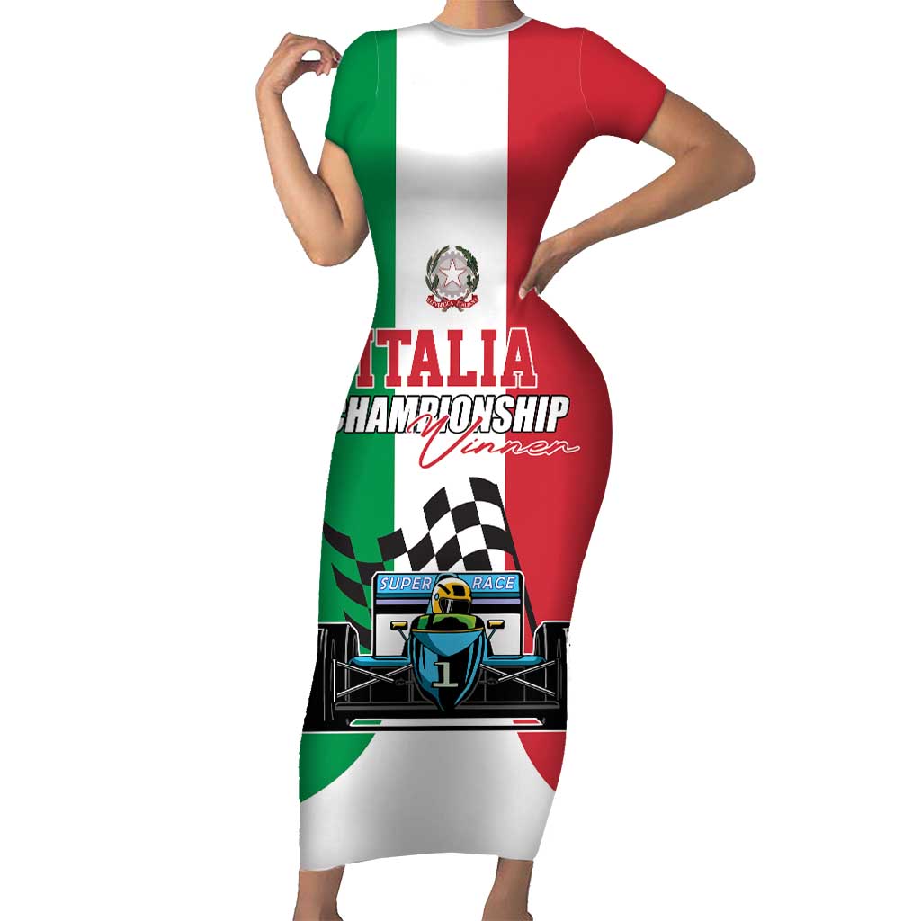 Custom Italy Formula One Short Sleeve Bodycon Dress Motorsport and Il Tricolore F1 World Championship
