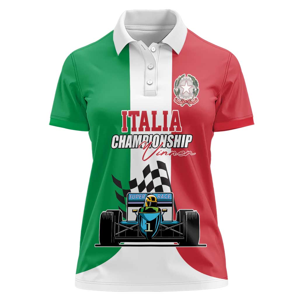 Custom Italy Formula One Women Polo Shirt Motorsport and Il Tricolore F1 World Championship