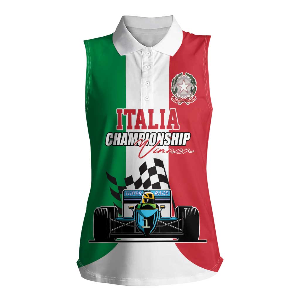 Custom Italy Formula One Women Sleeveless Polo Shirt Motorsport and Il Tricolore F1 World Championship