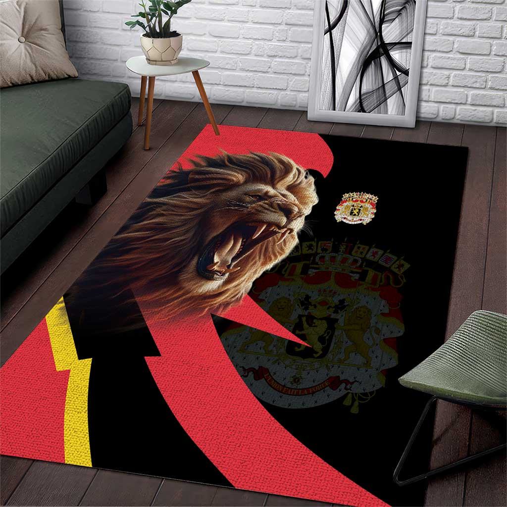 Belgium Coat of Arms Area Rug Angry Lion