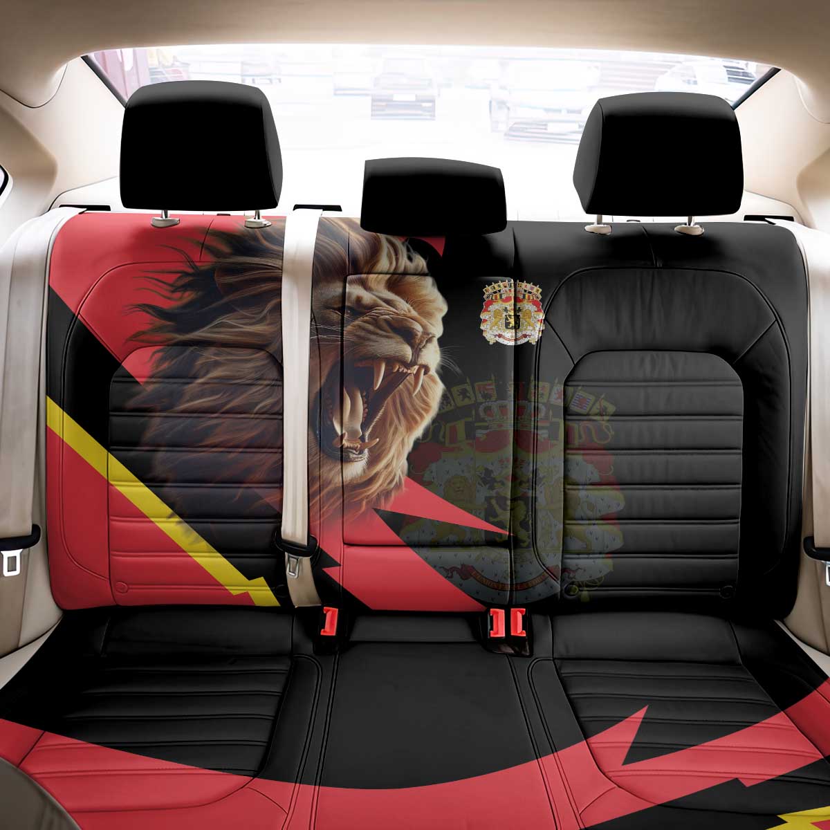 Belgium Coat of Arms Back Car Seat Cover Angry Lion