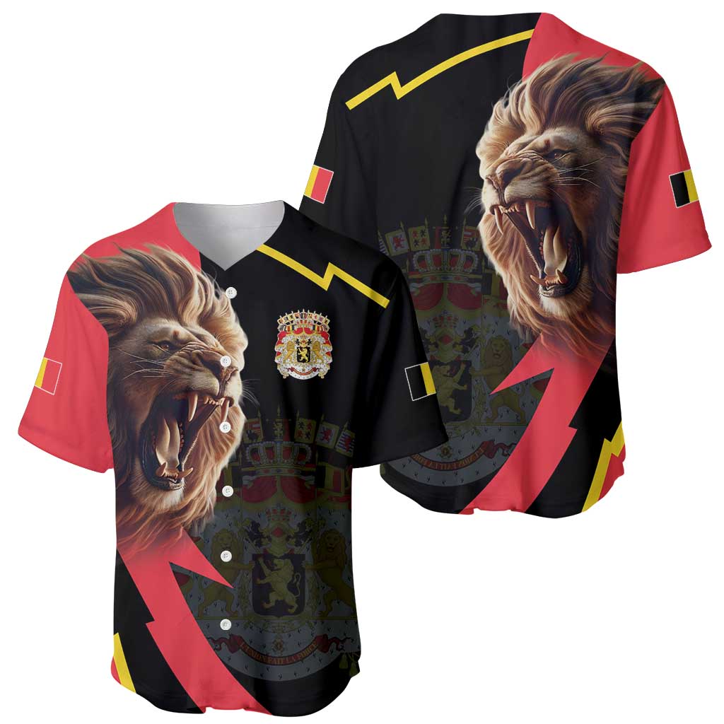 Belgium Coat of Arms Baseball Jersey Angry Lion