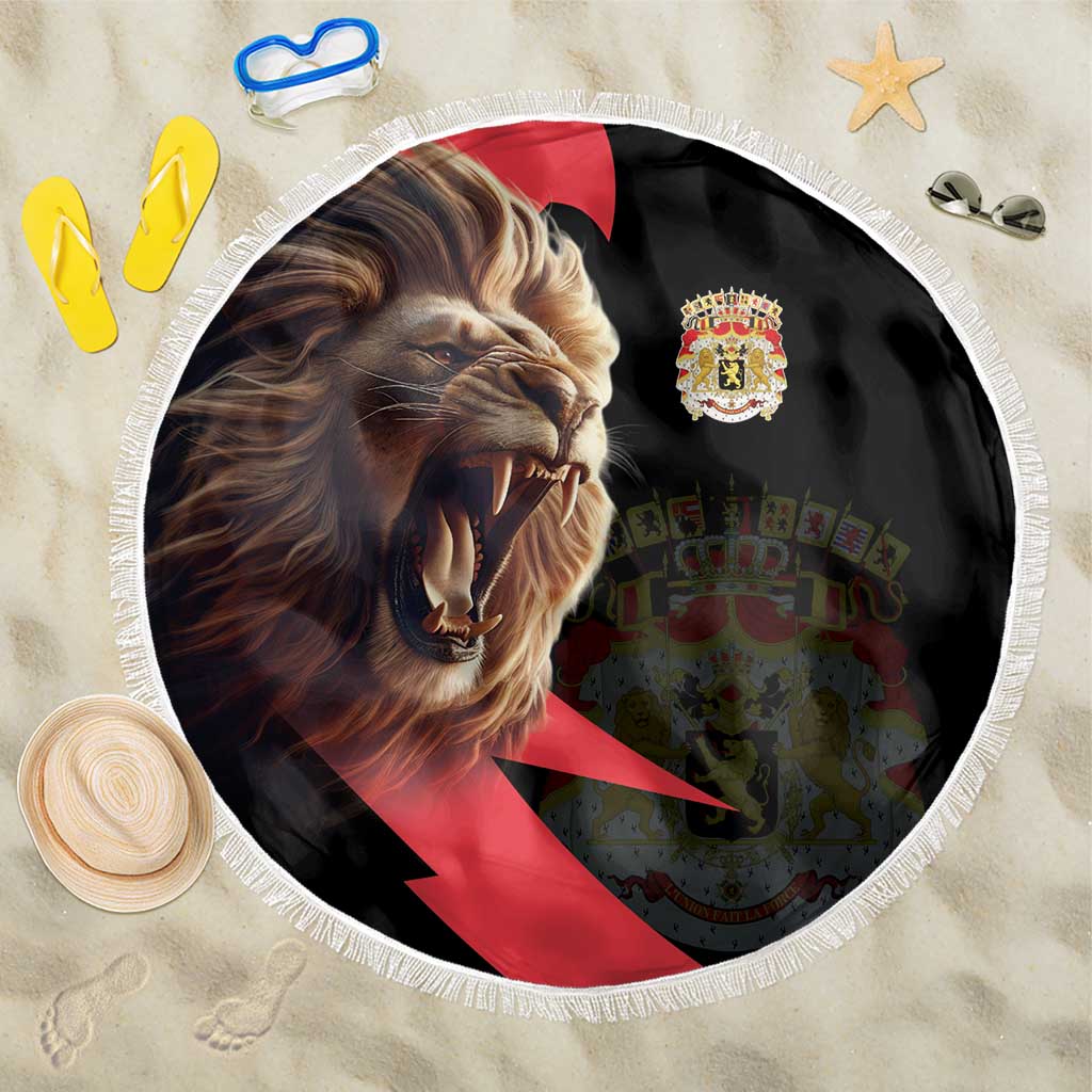 Belgium Coat of Arms Beach Blanket Angry Lion