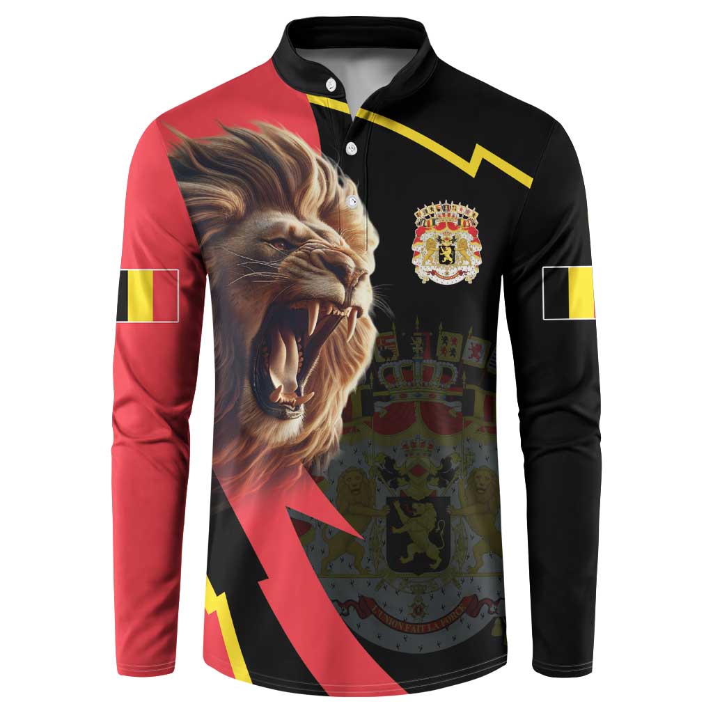 Belgium Coat of Arms Button Sweatshirt Angry Lion