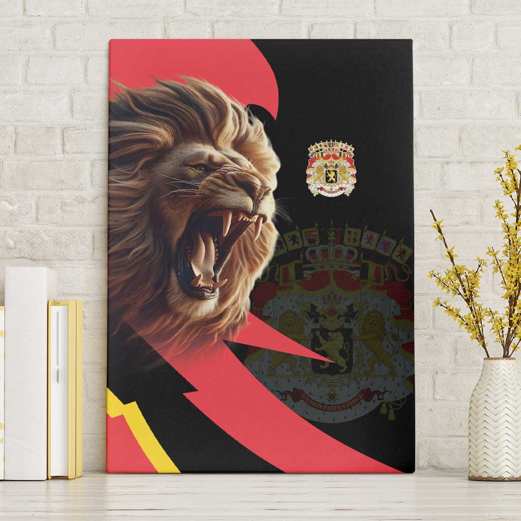 Belgium Coat of Arms Canvas Wall Art Angry Lion
