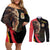 Belgium Coat of Arms Couples Matching Off Shoulder Short Dress and Long Sleeve Button Shirt Angry Lion