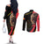 Belgium Coat of Arms Couples Matching Off The Shoulder Long Sleeve Dress and Long Sleeve Button Shirt Angry Lion
