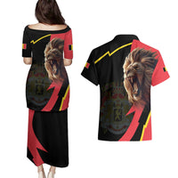 Belgium Coat of Arms Couples Matching Puletasi and Hawaiian Shirt Angry Lion