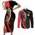 Belgium Coat of Arms Couples Matching Short Sleeve Bodycon Dress and Long Sleeve Button Shirt Angry Lion