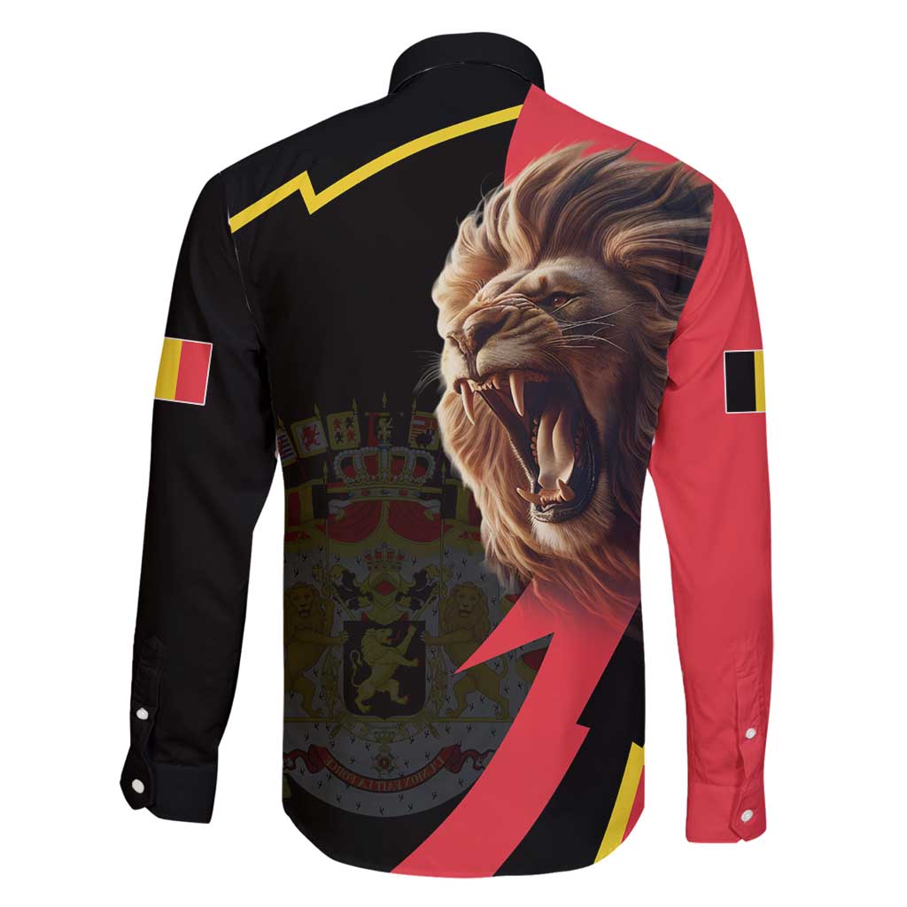 Belgium Coat of Arms Family Matching Long Sleeve Bodycon Dress and Hawaiian Shirt Angry Lion