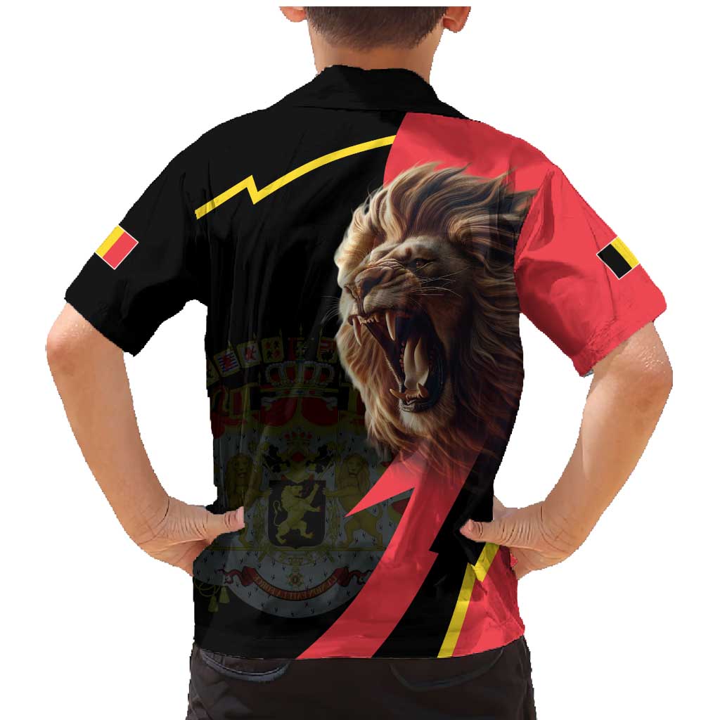 Belgium Coat of Arms Family Matching Mermaid Dress and Hawaiian Shirt Angry Lion