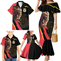 Belgium Coat of Arms Family Matching Mermaid Dress and Hawaiian Shirt Angry Lion