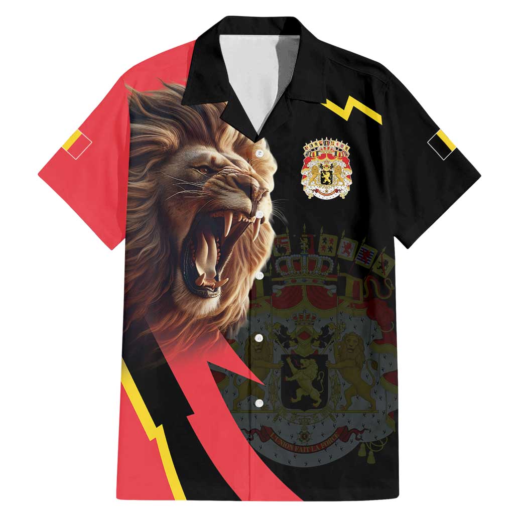 Belgium Coat of Arms Family Matching Mermaid Dress and Hawaiian Shirt Angry Lion