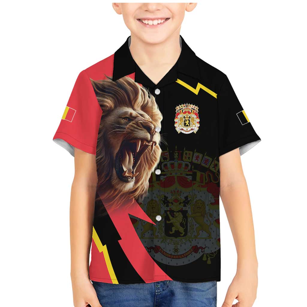 Belgium Coat of Arms Family Matching Mermaid Dress and Hawaiian Shirt Angry Lion