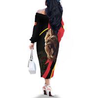 Belgium Coat of Arms Family Matching Off The Shoulder Long Sleeve Dress and Hawaiian Shirt Angry Lion