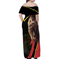 Belgium Coat of Arms Family Matching Off Shoulder Maxi Dress and Hawaiian Shirt Angry Lion