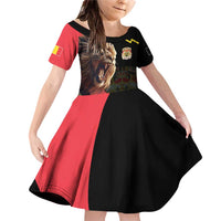 Belgium Coat of Arms Family Matching Off Shoulder Short Dress and Hawaiian Shirt Angry Lion