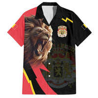 Belgium Coat of Arms Family Matching Short Sleeve Bodycon Dress and Hawaiian Shirt Angry Lion